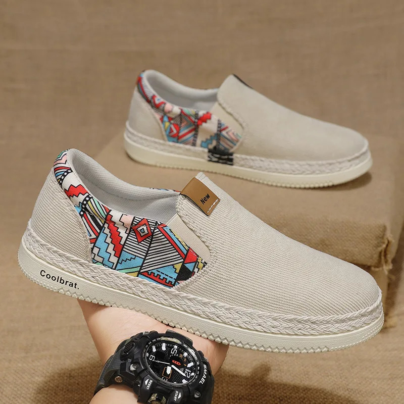 Flat Canvas Shoes For Men Fisherman Linen Cloth Loafers Summer Mens Sneakers Style Shoes Sneakers Male Casual Shoes Man 241125