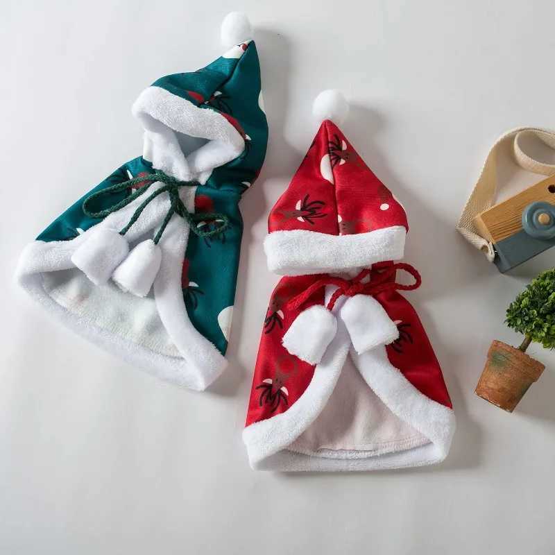 Pet Dog Christmas Clothes New Years Clothes Ball Cloak Pet Plush Coat Christmas Cloak Hat Puppy Clothes Dog AccessoriesXJ241125