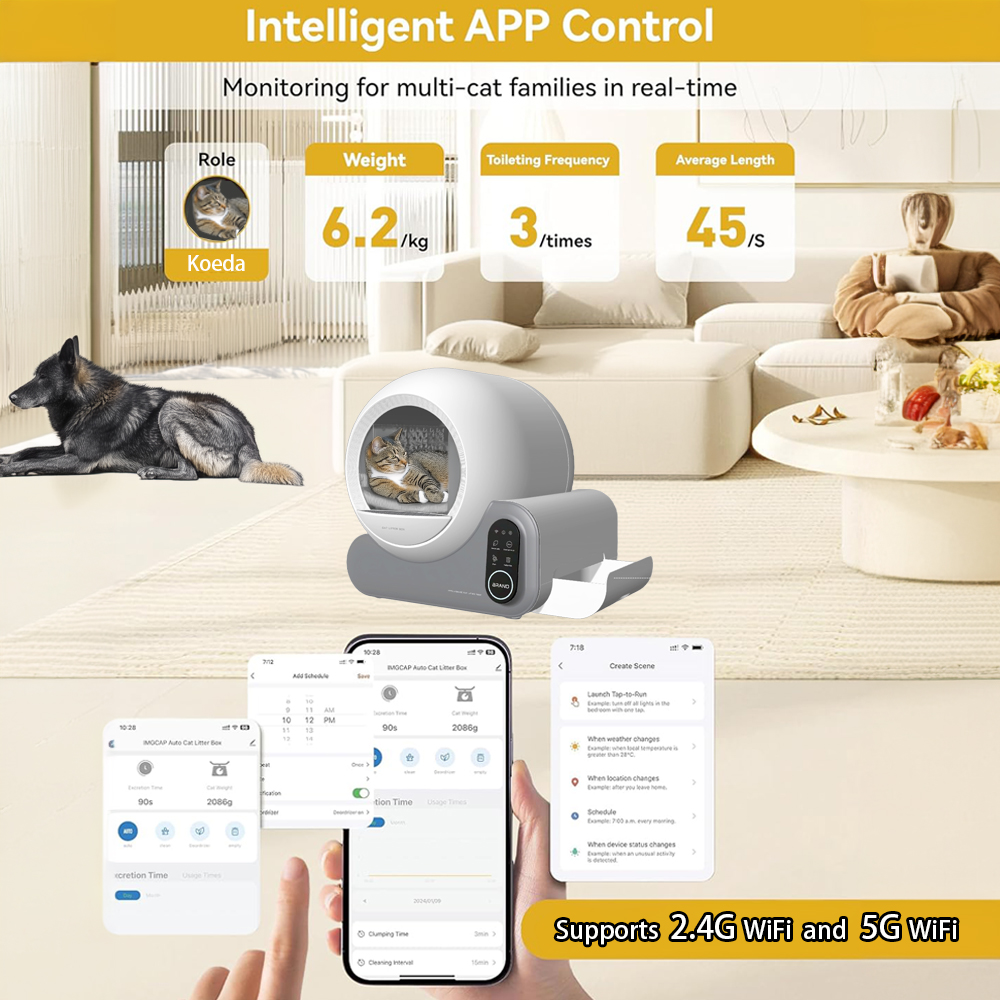 Automatic Cat Litter Box & Accessories with Smart TUYA APP Control 70L Ultra Capacity Fully Self-Cleaning Litter Box for cats