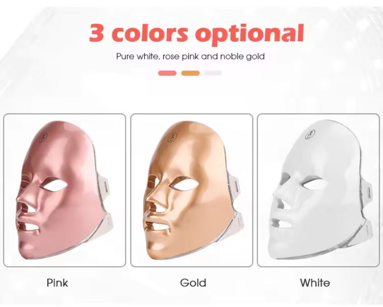 Masque led visage 7 Led Face Mask Light Therapy Red Light Therapy for Face