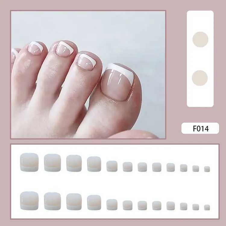 Summer Simple Wearable Pink Press on Fake Nails Tips with Sticker Glue False Toenail Design Butterfly Cute Girl False ToenailW241125