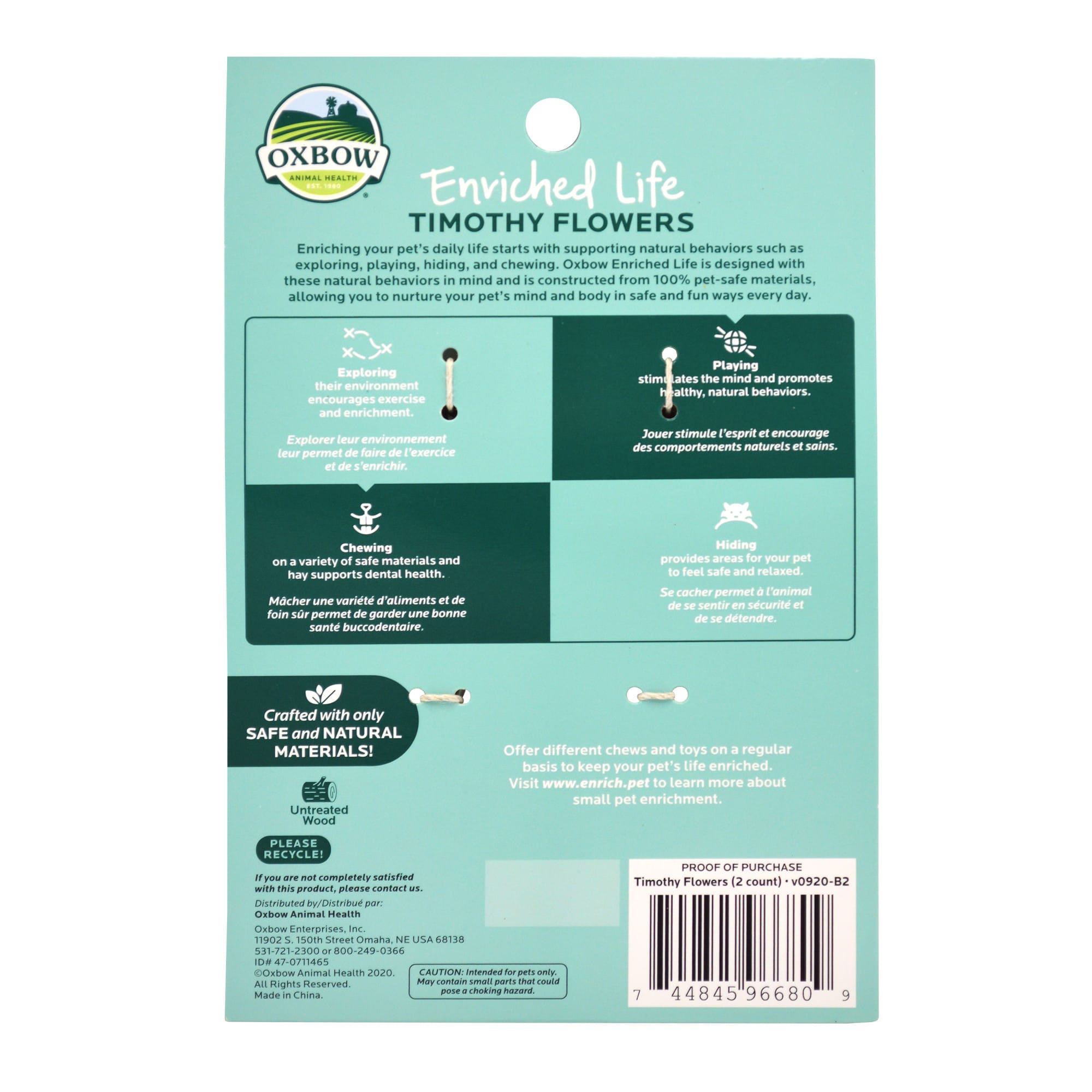 Oxbow Enriched Life Timothy Flowers for Guinea Pig, 0.05 lb.