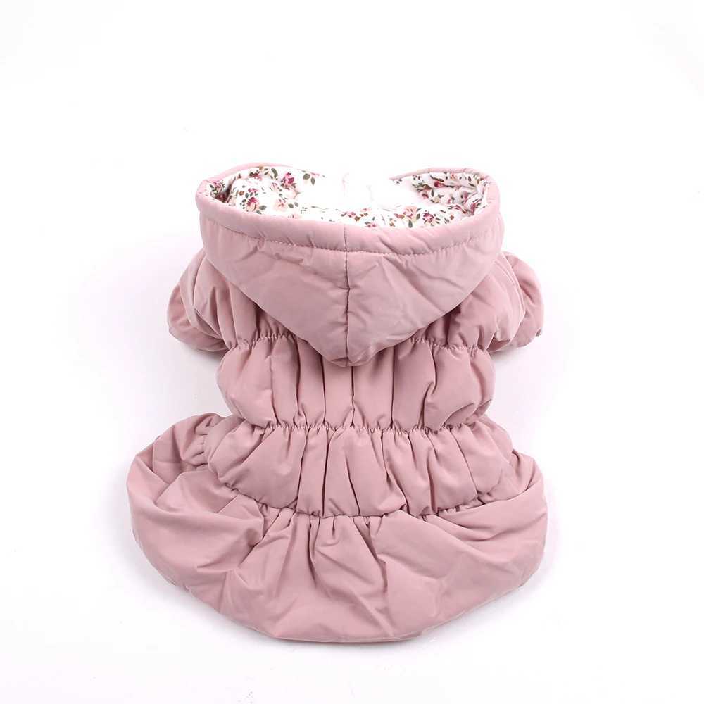 XKSRWE Princess Dog Pet Warm Dress Hoodie Floral Bubble Skirt Girl Dog Cat Winter Coat Outfit Clothes 6 SizesXJ241125