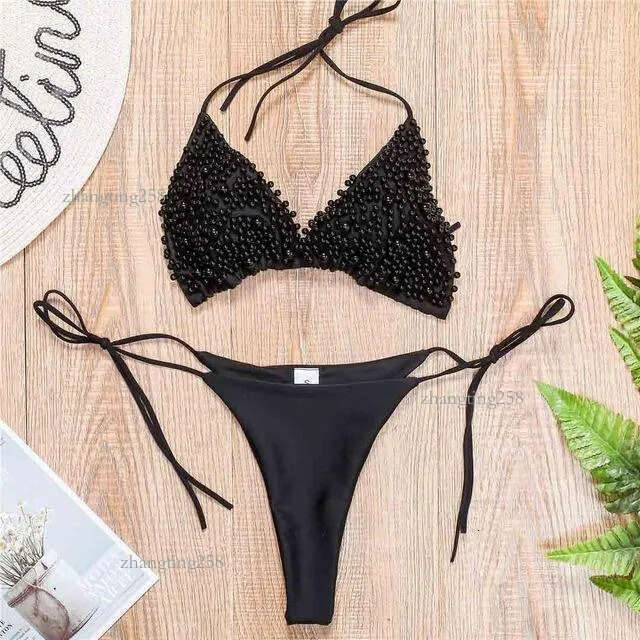 Women's Swimwear 2021 Halter Luxury Pearl Bikini Female Swimsuit Women Two-pieces Set Micro Mini Bather Bathing Suit Swim Lady - view 8