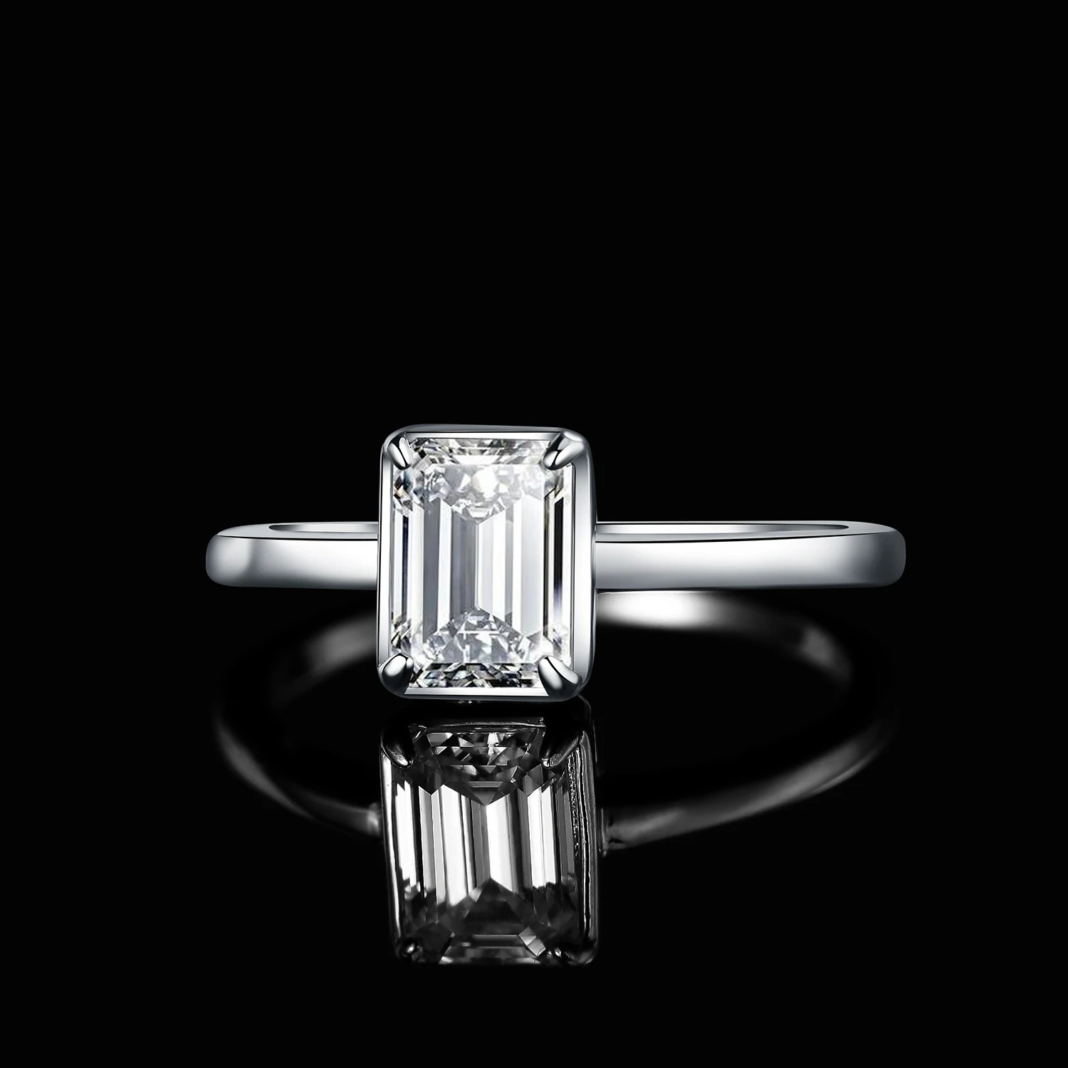 Jewelry 5A CZ Emerald Cut Solitaire 925 Sterling Silver Wedding Engagement Ring for Woman Anniversary Gift Fine Jewelry 250610