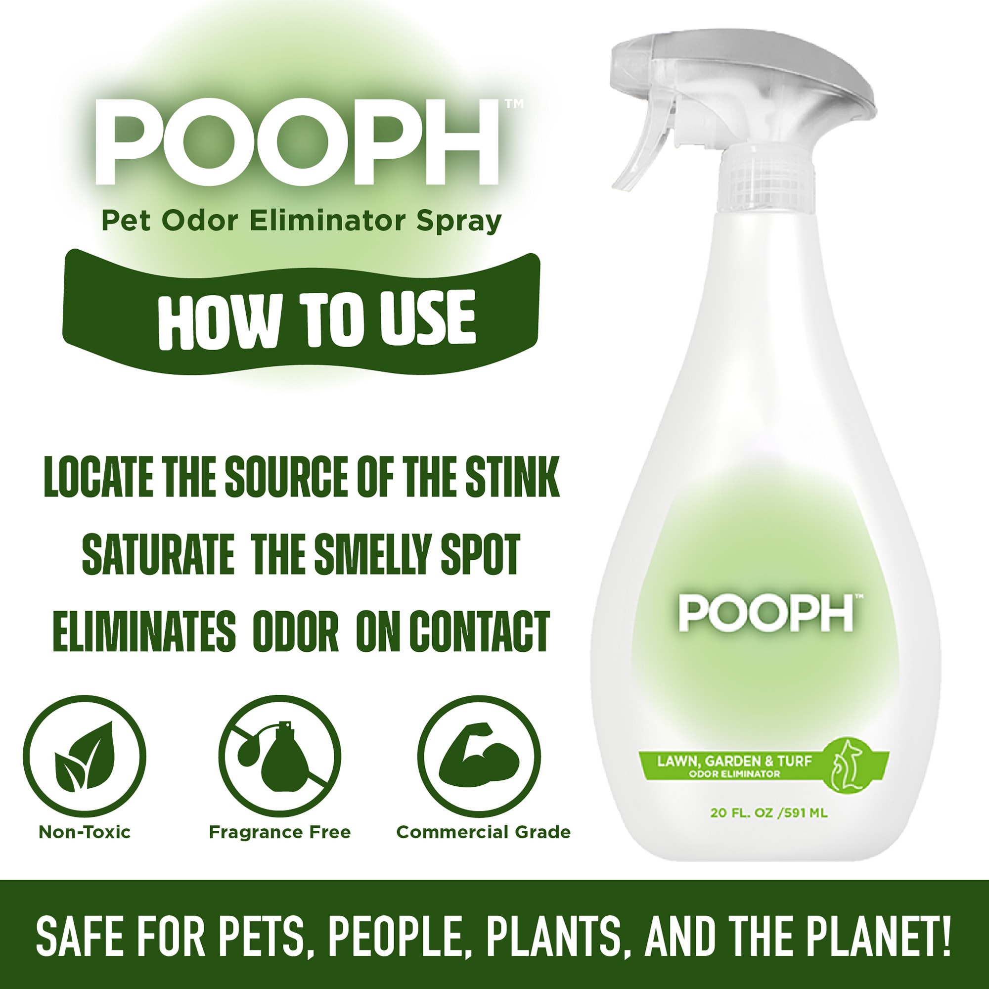 POOPH Lawn, Garden & Turf Odor Eliminator for Dogs, 20 fl. oz.