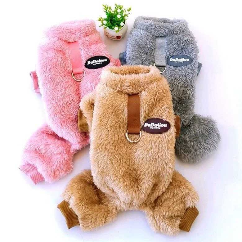 Soft Fleece Dog Clothes with Pull Ring Pet Jumpsuits Clothing For Small Dogs Coat Autumn Winter Puppy Sweater Pet ApparelXJ241125