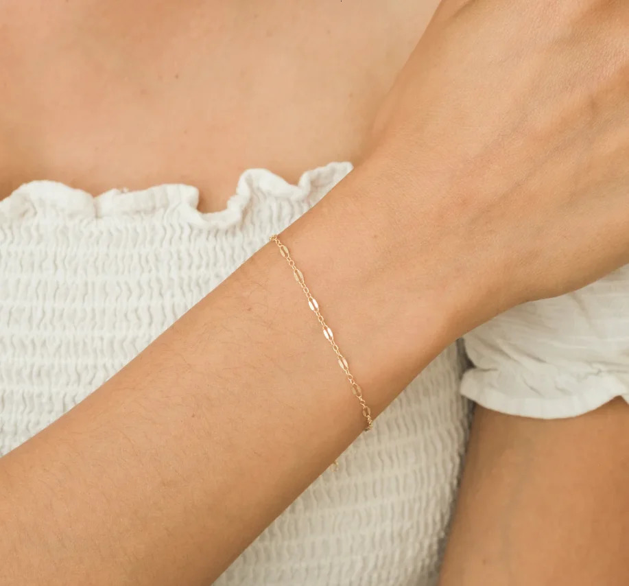 14K Gold Filled Chain Bracelet Handmade Jewelry Bohemian Charm Bracelet Vintage Necklace Womens Bridesmaid Gift Womens Jewelry 241125