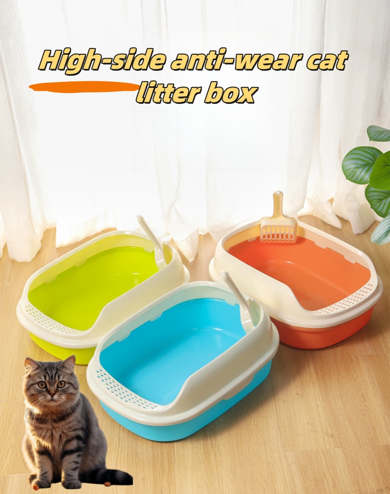 Best New Arrival Durable Plastic Cat Litter Box Large Capacity Cat Toilet Cat Litter Trays with scoop pet supplies