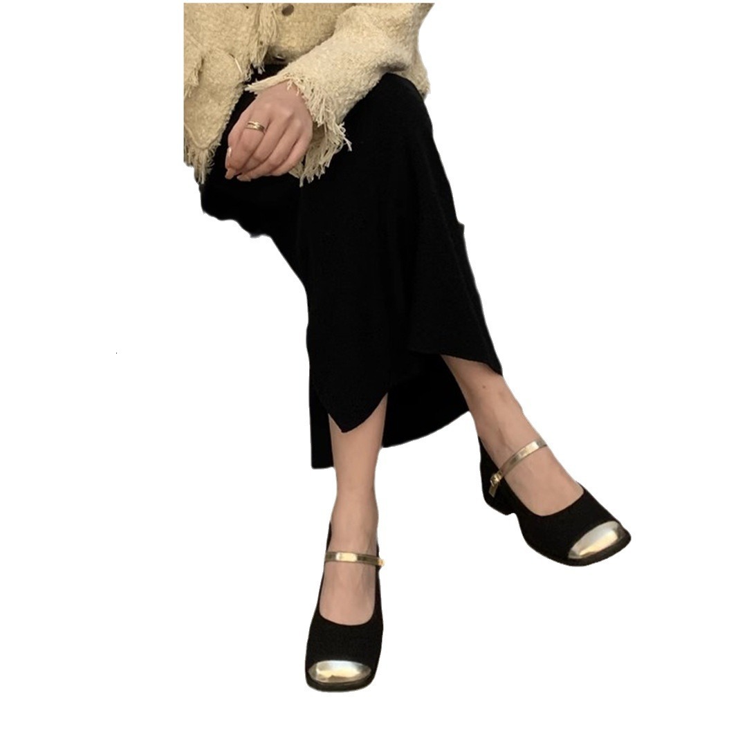 Mary Jane French style small fragrant high heels, 2024 autumn and winter new high-end evening style single shoes, fashionable small leather shoes