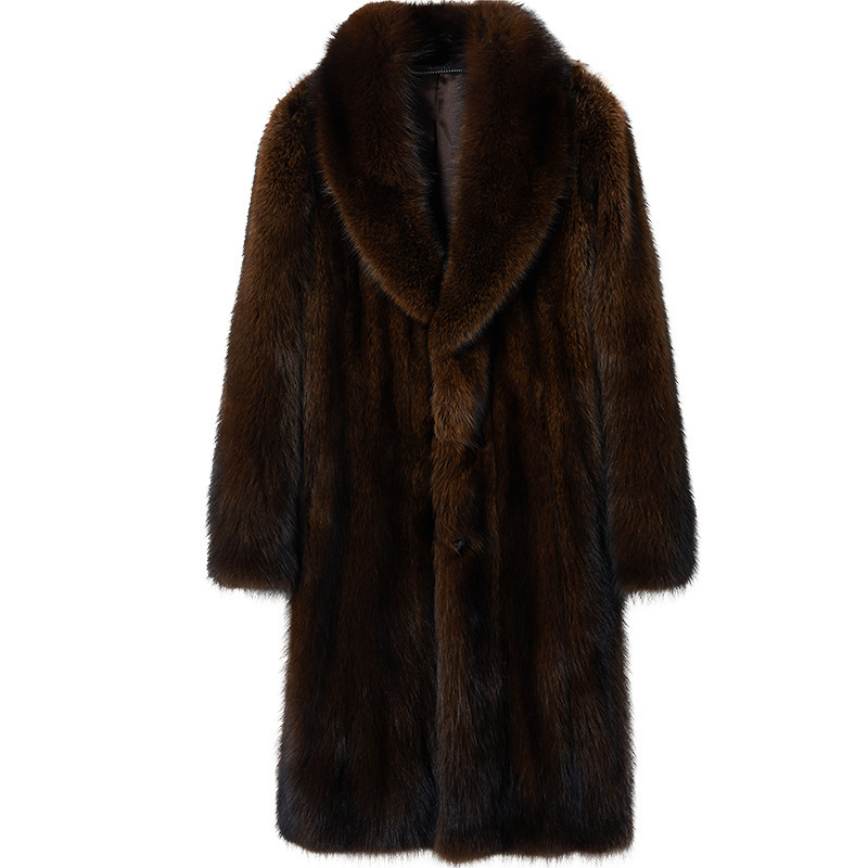 New American mink imitation fur coat men's imitation fishing mink men's whole mink casual business fur long mink fur fur