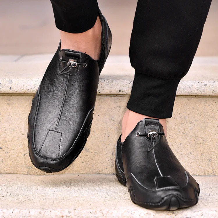 High Quality Men Shoes Set Foot Casual Slip on Men Loafers Men Flats Moccasins Shoes Plus Size Handmade Elastic Grain Shoes 241125