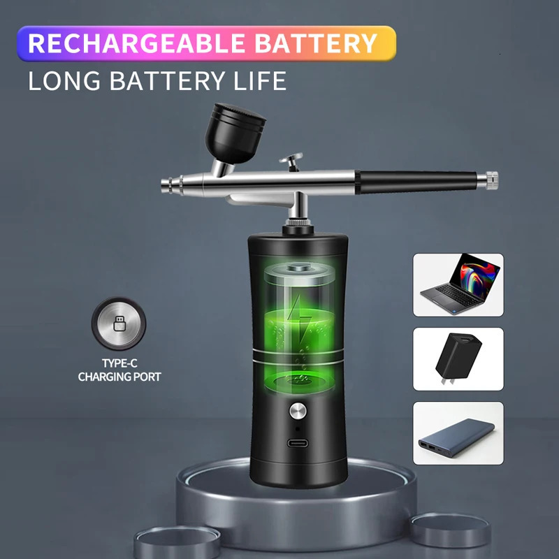 Portable Rechargeable Wireless Airbrush With Compressor Single Action Spray Gun For Face Beauty Nail Art Tattoo Craft Cake y241121