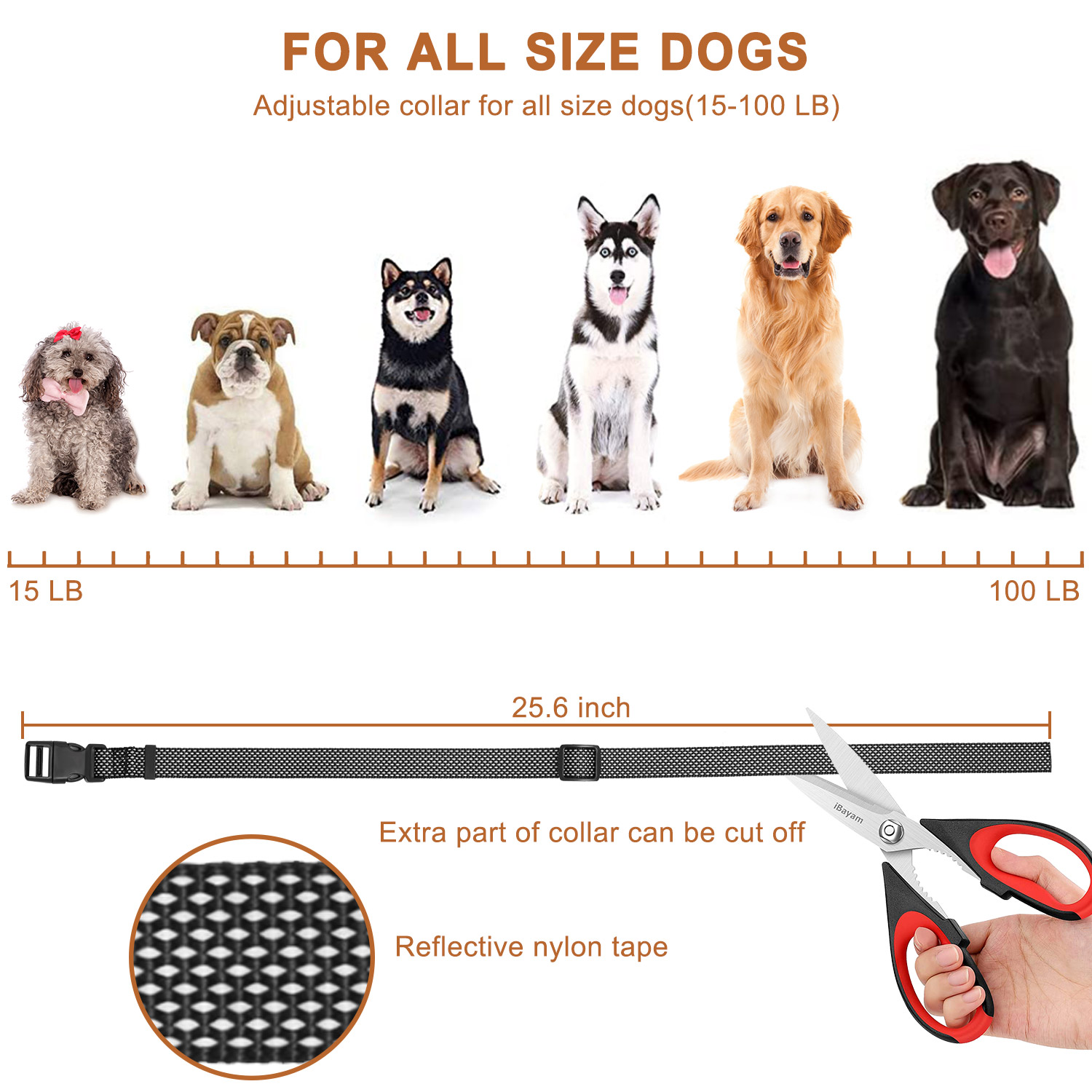 Electronic Pet Dog Barking Collar Safety Waterproof Vibration Training Control 3 Modes Anti-Barking Suitable For s