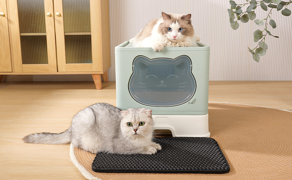 Fully Enclosed Cat Litter Box with Lid Collapsible Ultra Cat Litter Box Drawer Cat Litter Pan