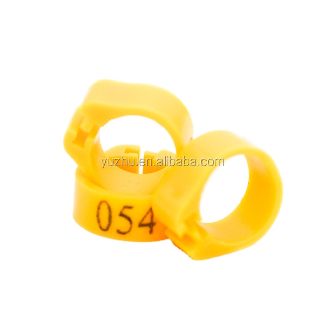100pcs/ box Open clip bird ring parrot ring yellow color Pigeon Foot Ring with number 001-100 for homing pigeon