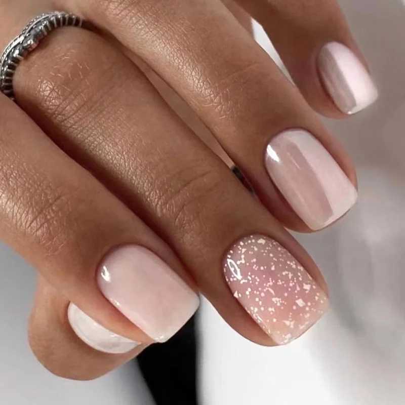 24pcs Gradient Acrylic Fake Nail Art Long Ballet Wearing Fake Nail Head Full Cover Detachable French Fake NailW241125
