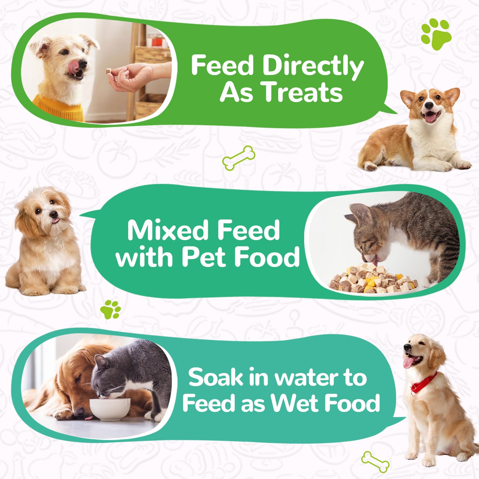 Wholesale 100% Original Natural Freeze-Dried Dehydrated Duck Chicken Salmon Cube Pure Meat Health Pet Food Frozen Treats Snacks