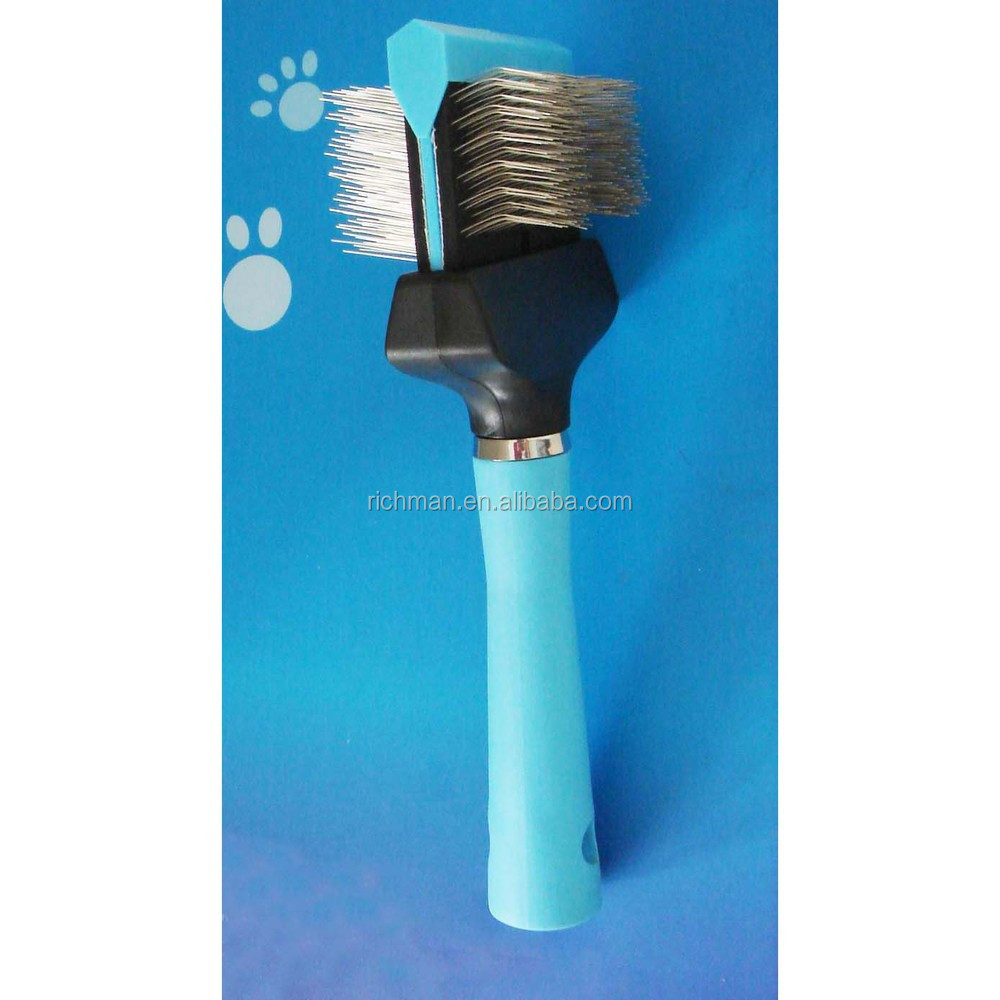 Double sided flex dog grooming slicker brush