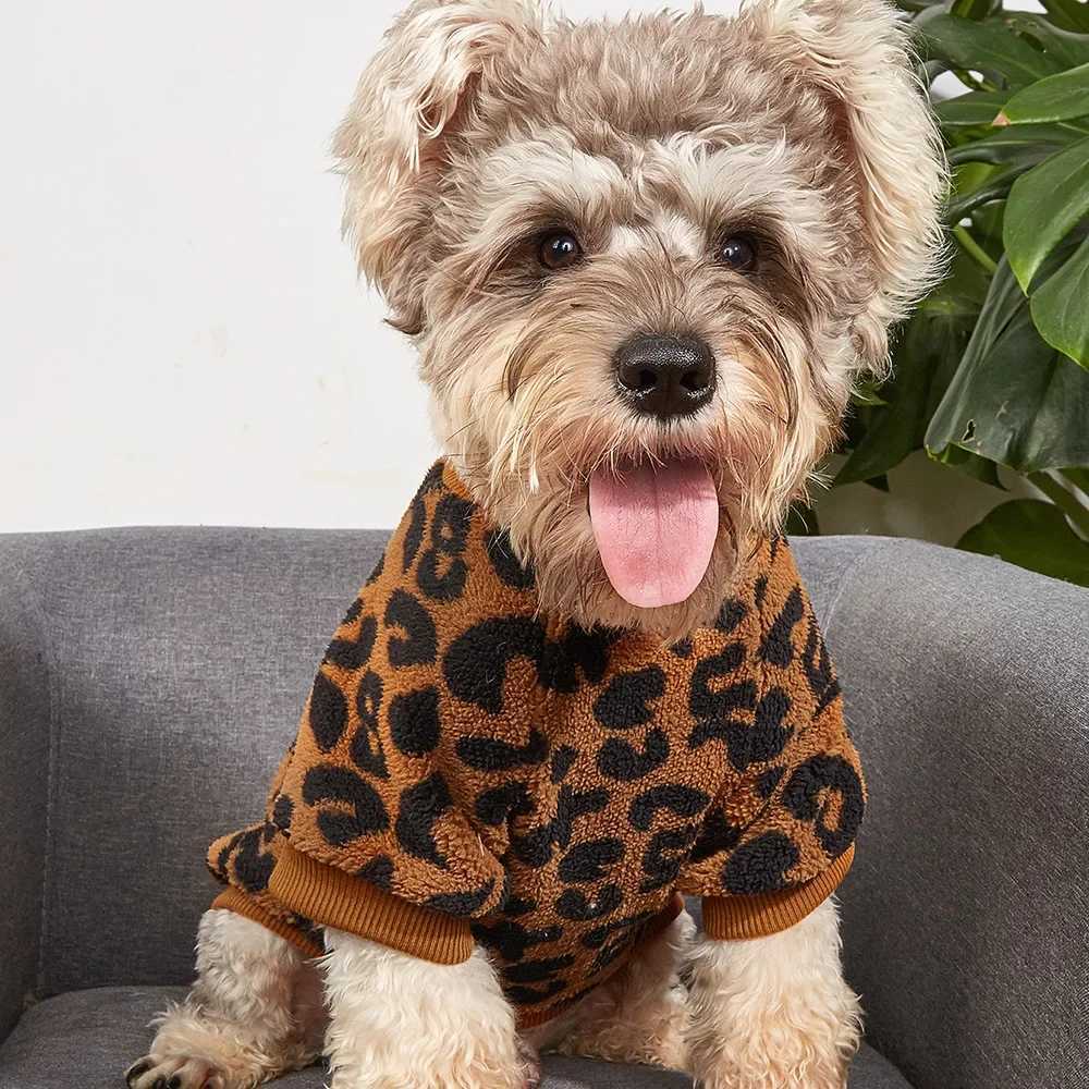 Puppy Pullover Dog Clothes Leopard Printed Pet Vest Winter Dog Clothes For Small Medium Dogs Puppy Cat Chihuahua Yorkie Pug CoatXJ241125