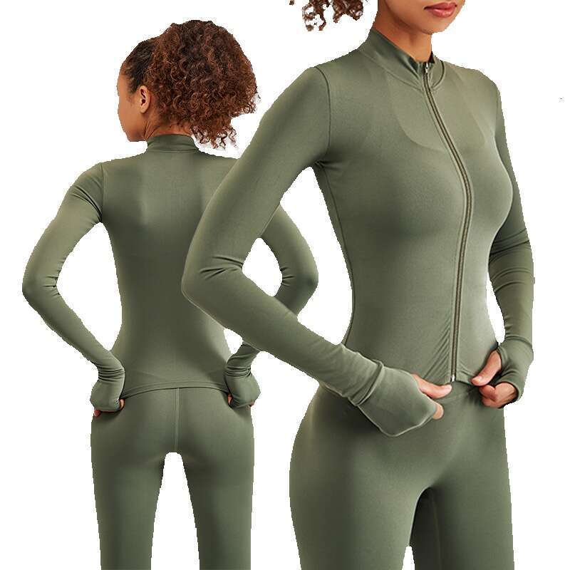 Newest Zipper Long Sleeve Yoga 2PCS High Waist Fiess Sport Gym Suit Sportwear Women Set Workout ClothesTracksuit Academic