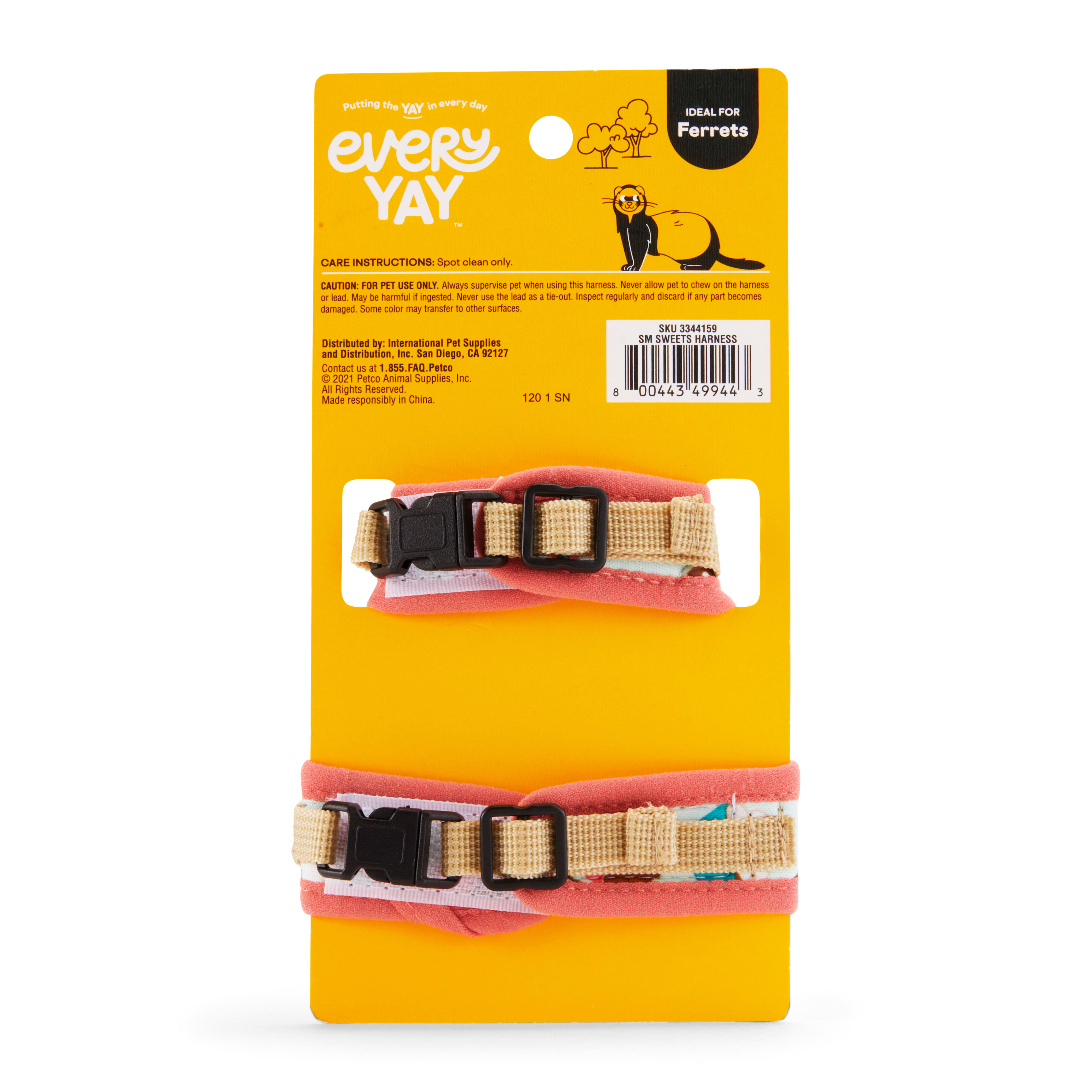 EveryYay Wear With Flair Sweet-Print Ferret Harness and Leash, Small