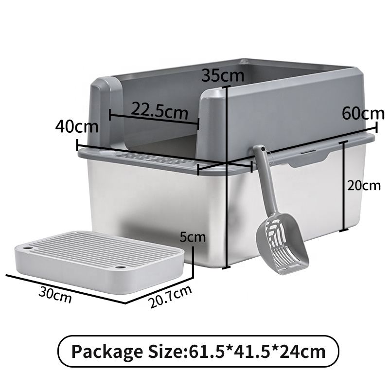 Super Large Heavy-Duty Stainless Steel Cat Litter Bin Stable and Robust for International Market Demand for Cat Sand Storage