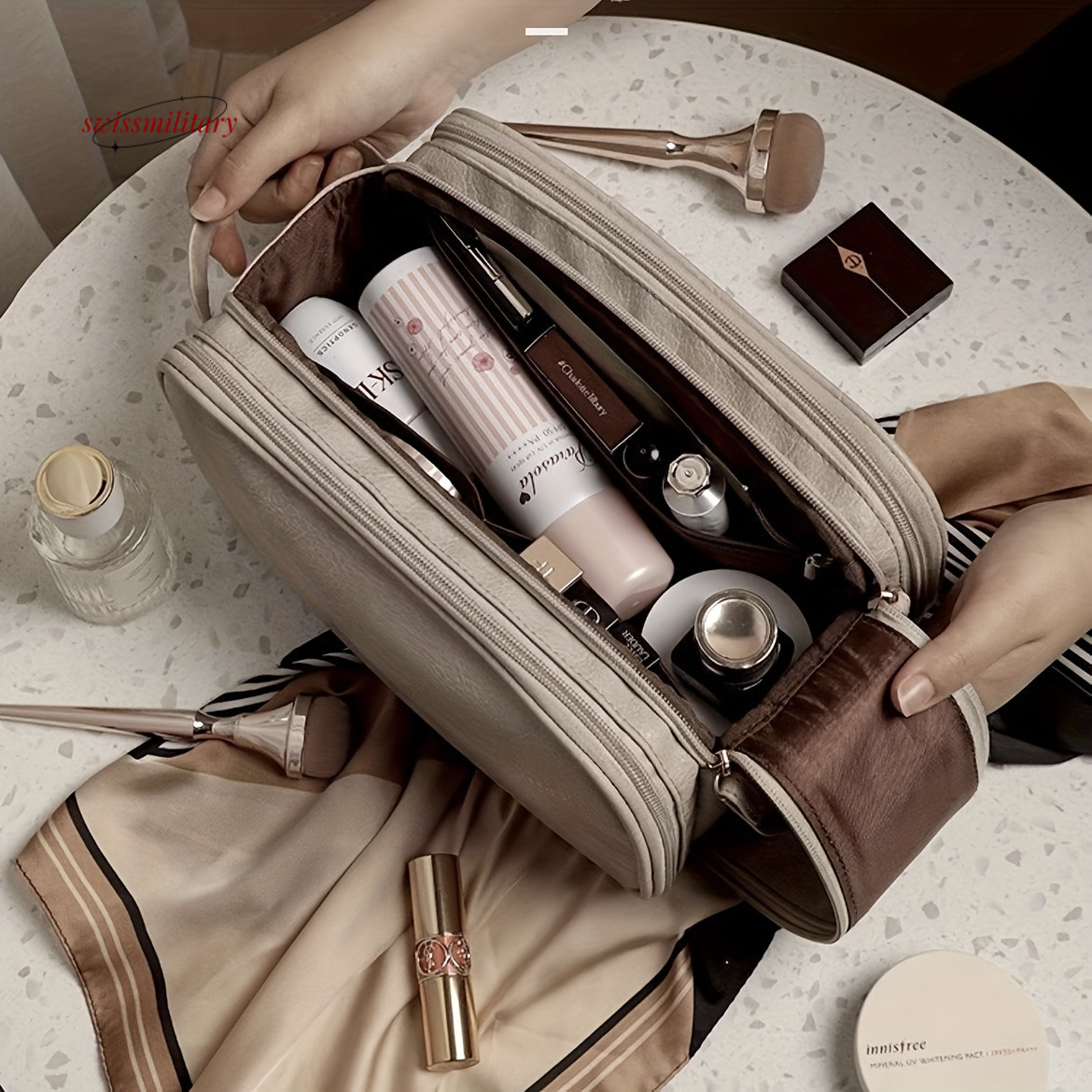 For female large capacity portable travel 2024 new advanced Makeup brush toiletries storage bag is super hot #23 swissmilitary