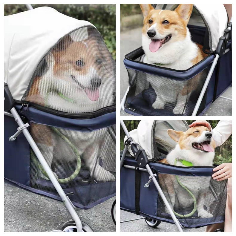 Folding Travel Pet Trolley Cat Cart Carrier With 4 Wheels for Medium Dogs Luxury Dog Pet Strollers