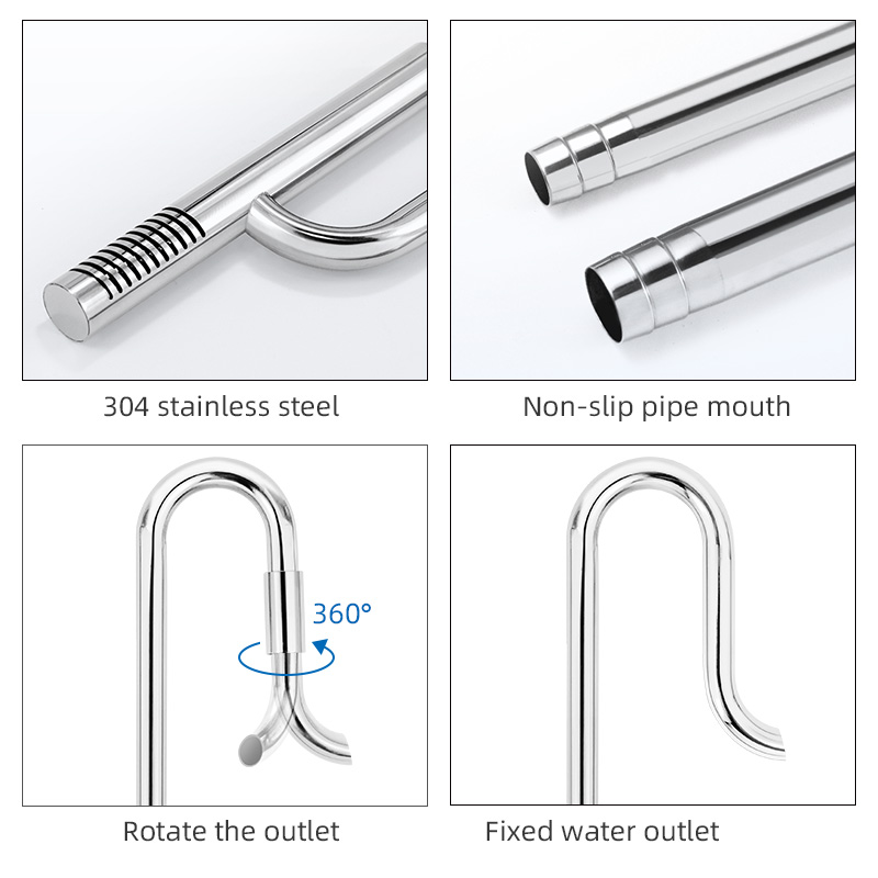 WEEKAQUA SG-1616p New updated Stainless steel Lily Pipe 16mm aquarium lily pipe with Surface Skimmer Set