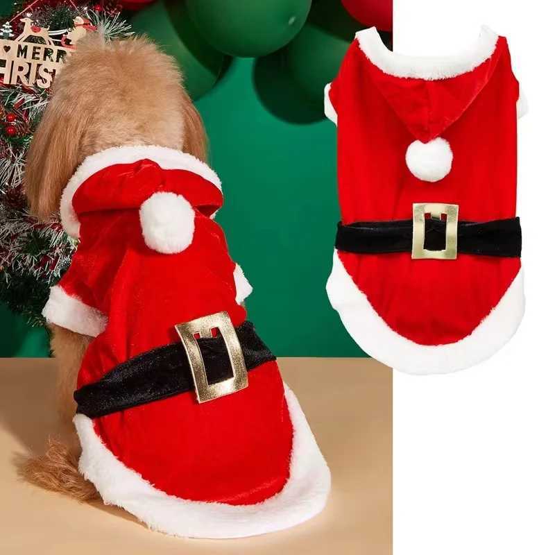 Christmas Santa Costume Clothes for Pet Small Dogs Winter Dog Hooded Coat Jackets Puppy Cat Clothing Chihuahua Yorkie OutfitXJ241125