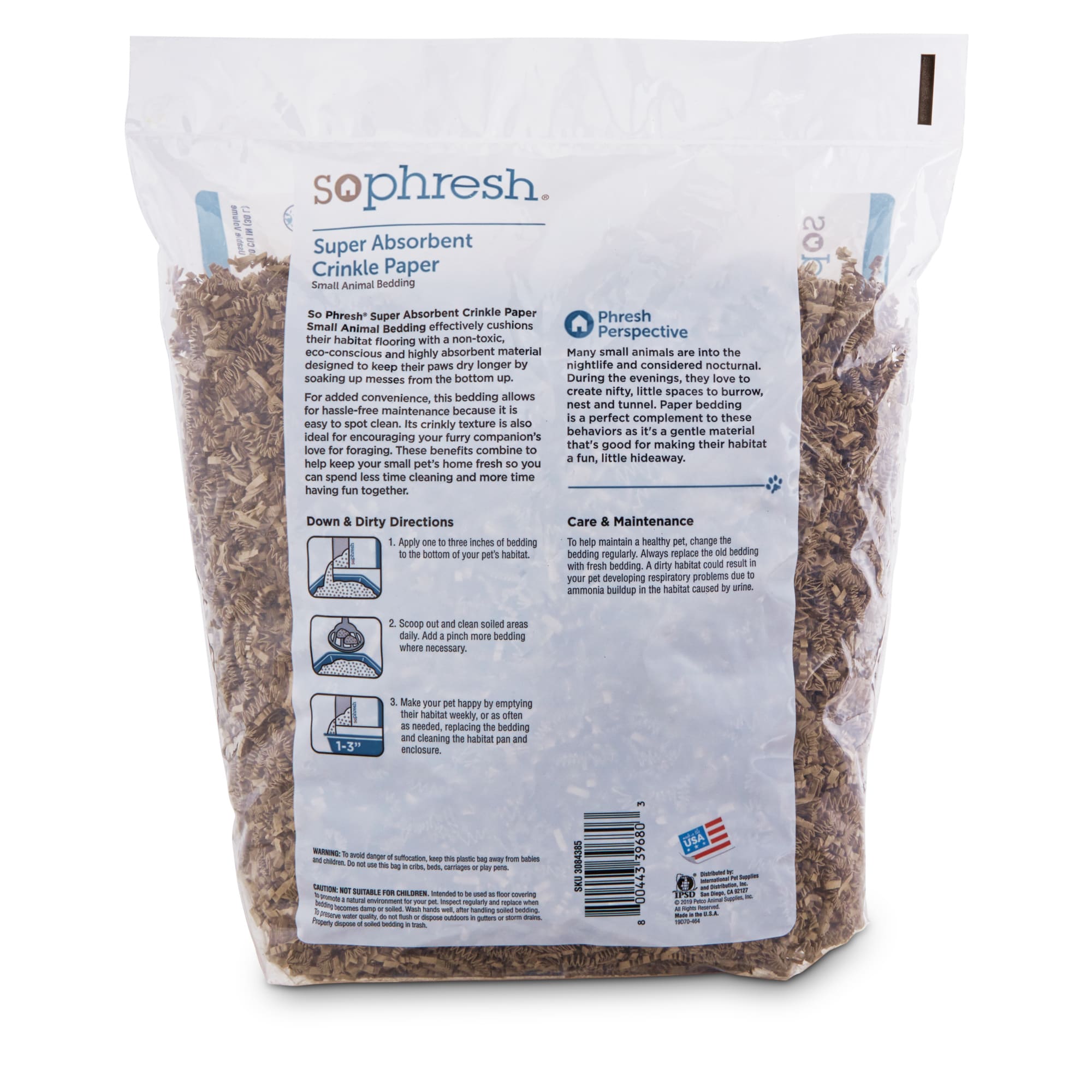 So Phresh Super-Absorbent Recycled Crinkle Paper Small Animal Bedding, 30 Liters