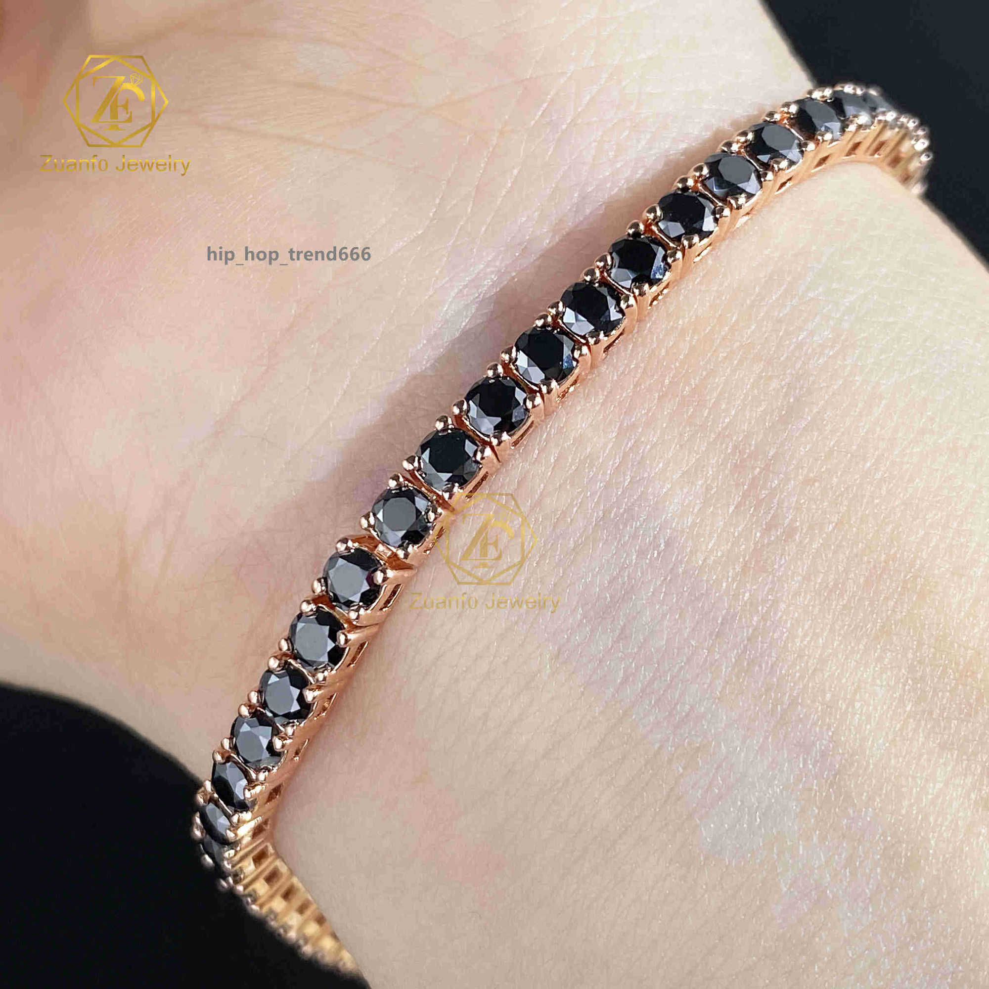 Newest Custom Sterling Sier Bracelet Party Ocn Moissanite 2mm 3mm 4mm 5mm 6.5mm VVS Black Tennis Chain