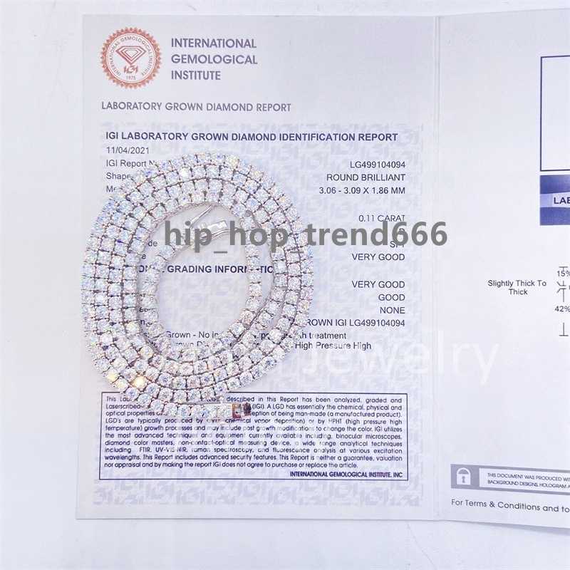 IGI Verified 10k White Gold Yellow Gold 3mm Wide Lab Grown Diamond Nice Bling Jewelry Diamond Tennis Necklace Chain