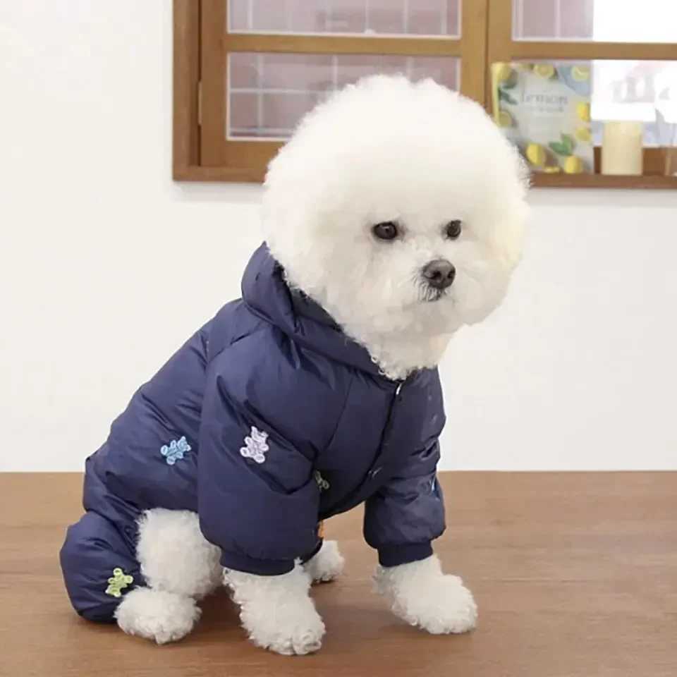 Full Printed Bear Dog Clothes Pet Four Legged Cotton Coat Teddy Warm Winter Outfit Schnauzer Down Jacket Puppy Sweet JacketXJ241125