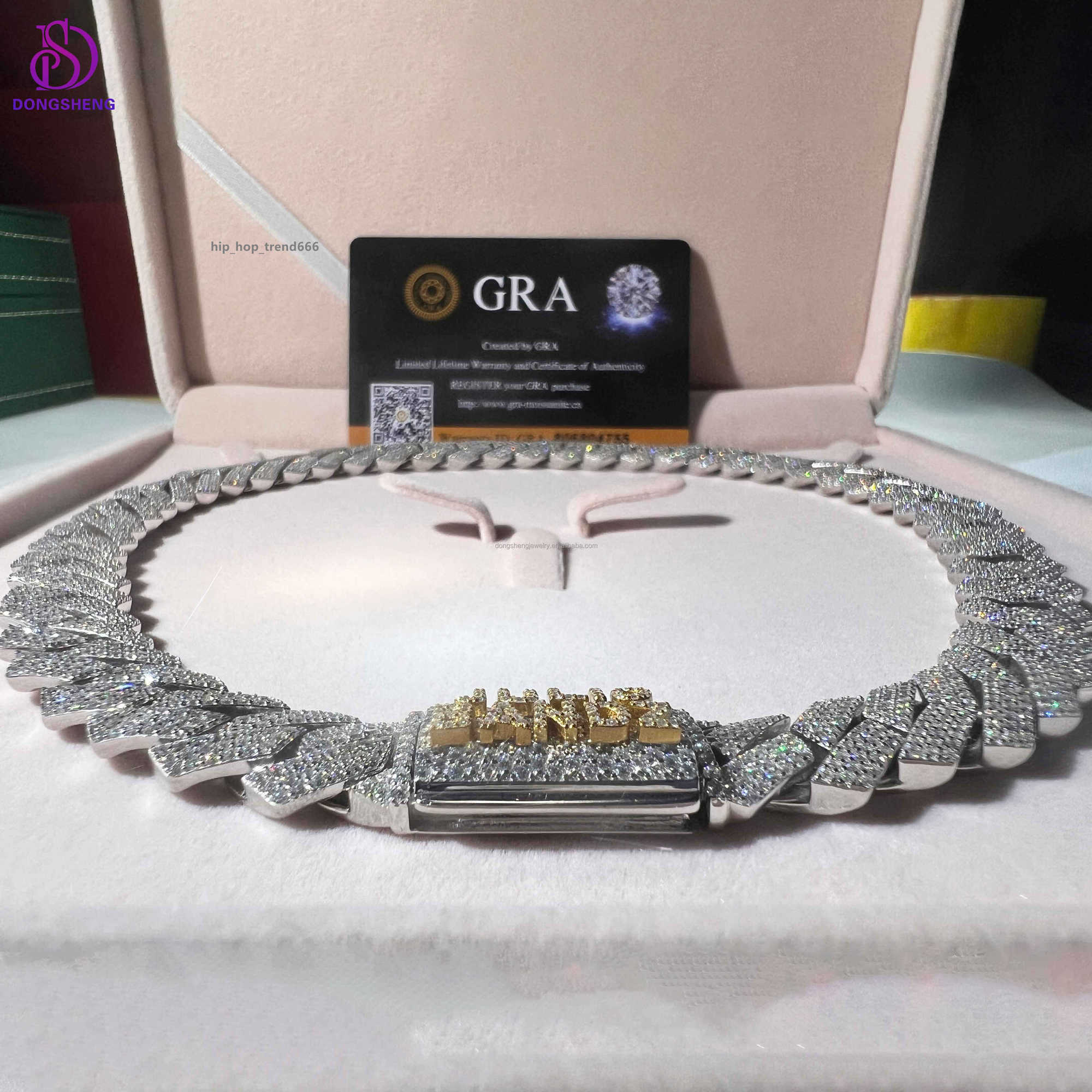 VVS Moissanite Cuban k Chain Fashion Jewelry Necklace Hip Hop Iced Out High Quality Sterg Sier 13mm 14mm 15mm 1pcs
