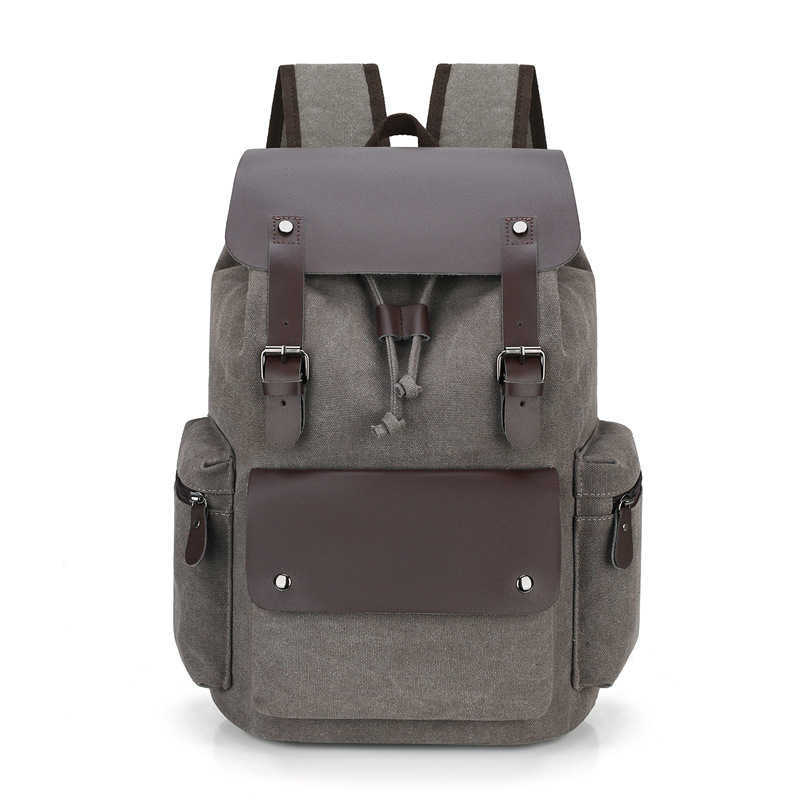 Canvas backpack, men's casual backpack, large capacity, high school student backpack, fashionable computer bag 241125