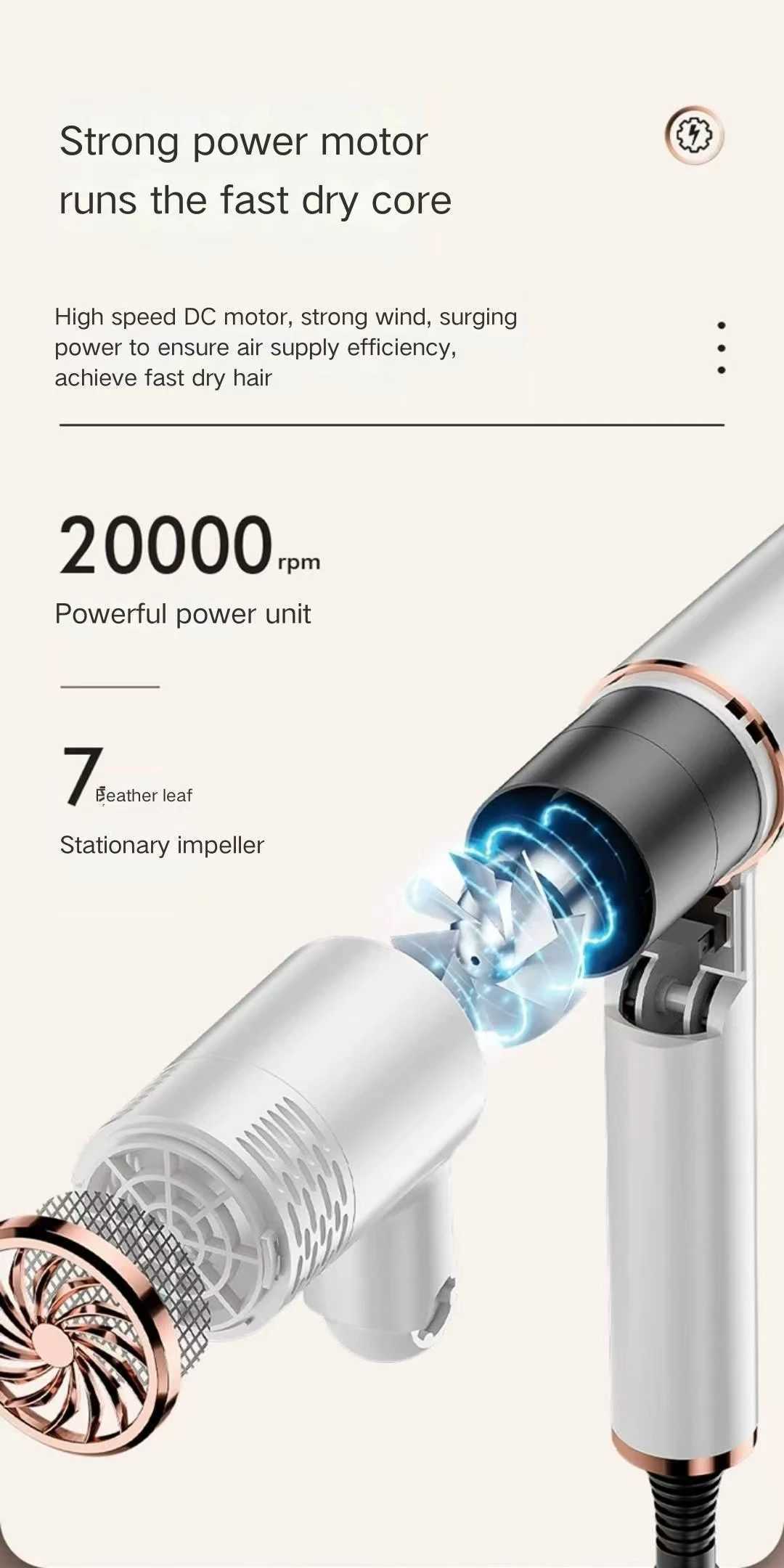 New concept 1500W electric hair dryer fast drying intelligent constant temperature hair care convenient folding W241125