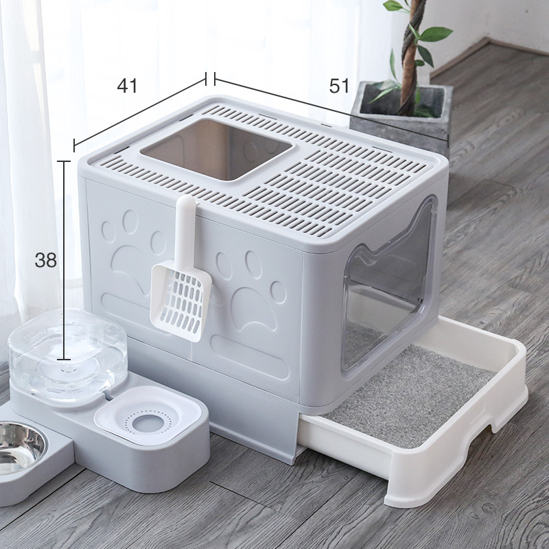 Lettiera Gatto Cat Litter Box High Quality Enclosed Foldable Cat Litter Box with Scooper