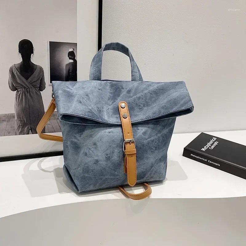 Totes Fashionable Versatile Shoulder Bags Solid Color Denim For Women Brand Casual Artistic Sweet Retro Bolsa zhanyishengli