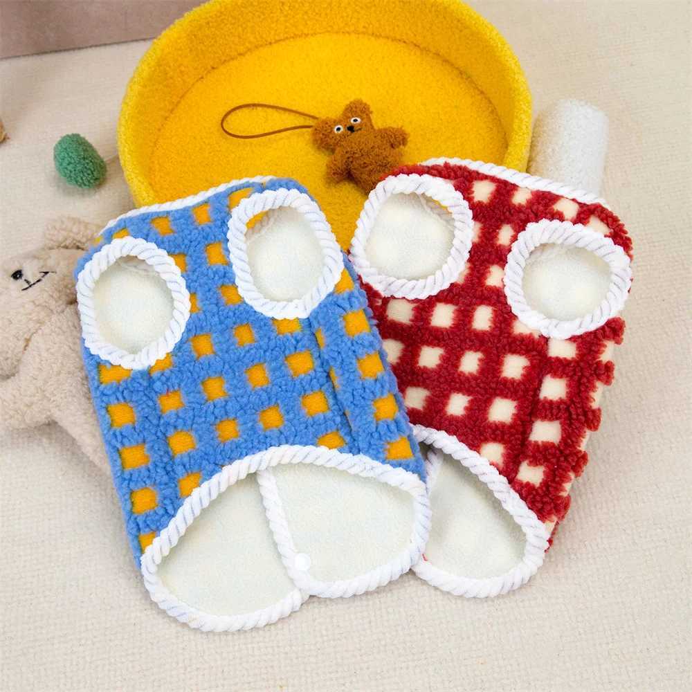 Warm Fleece Dog Jacket Vest Dot Plaid Back Buckle Pet Coat for Small Dogs Chihuahua Shih Tzu Puppy Autumn Winter ClothingXJ241125