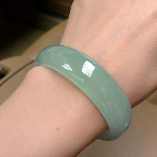 100% real green jade bangles natural handmade bracelets floating flower emerald ladies bracelet jade gift Bangles Lady PartyGift 241125