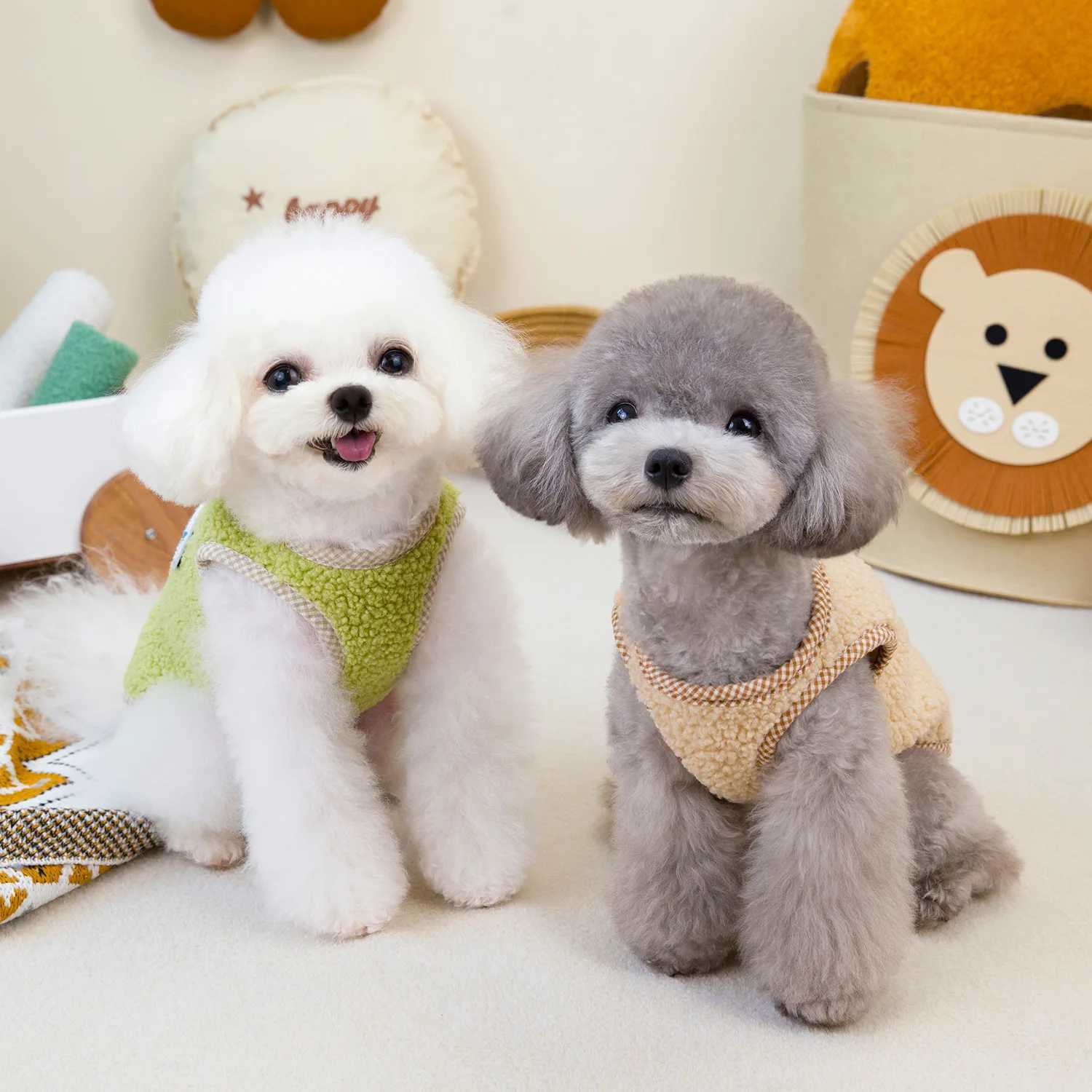 Dog Lambskin Vest Pet Plush Coat Cat Autumn and Winter Teddy Bear Back Opening Granular Lambskin Vest Dog Clothes for Small DogsXJ241125