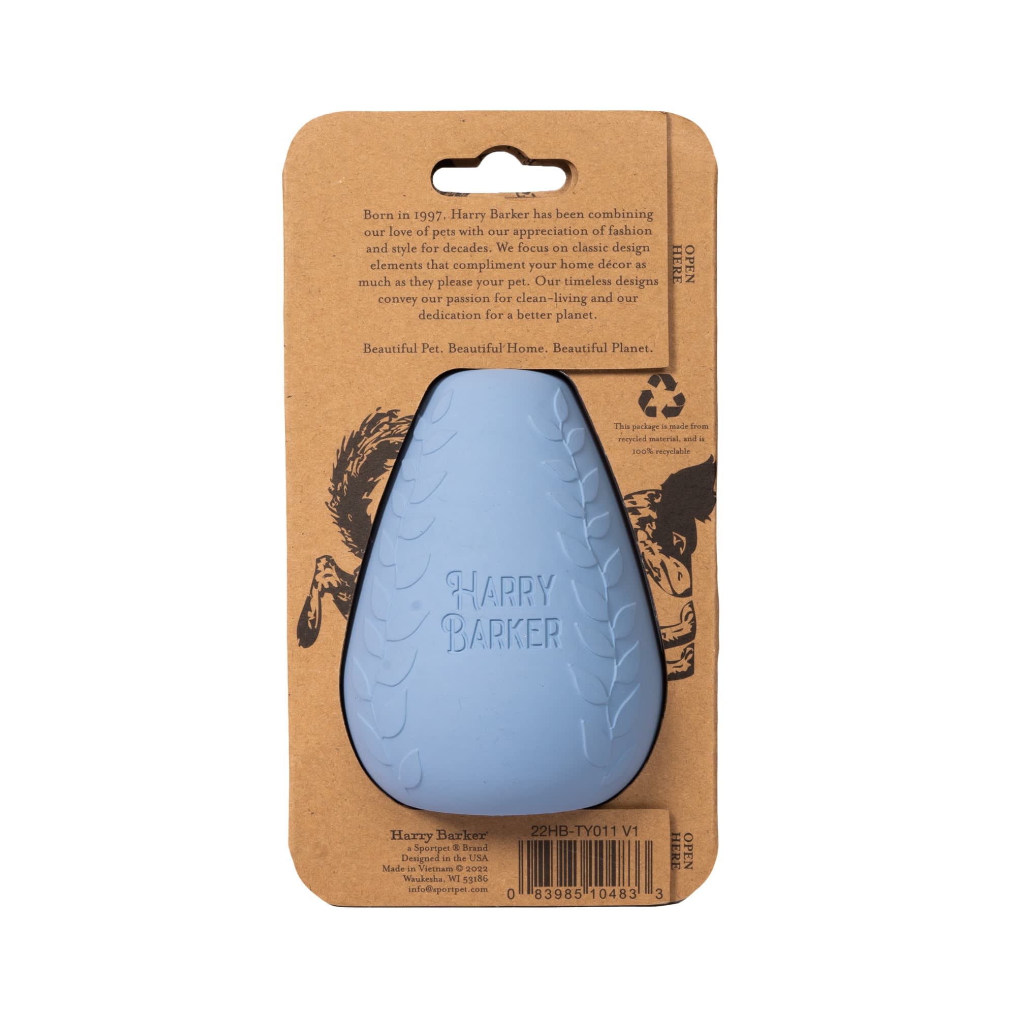 Harry Barker Blue Durable Rubber Treater Dog Toy, X-Small