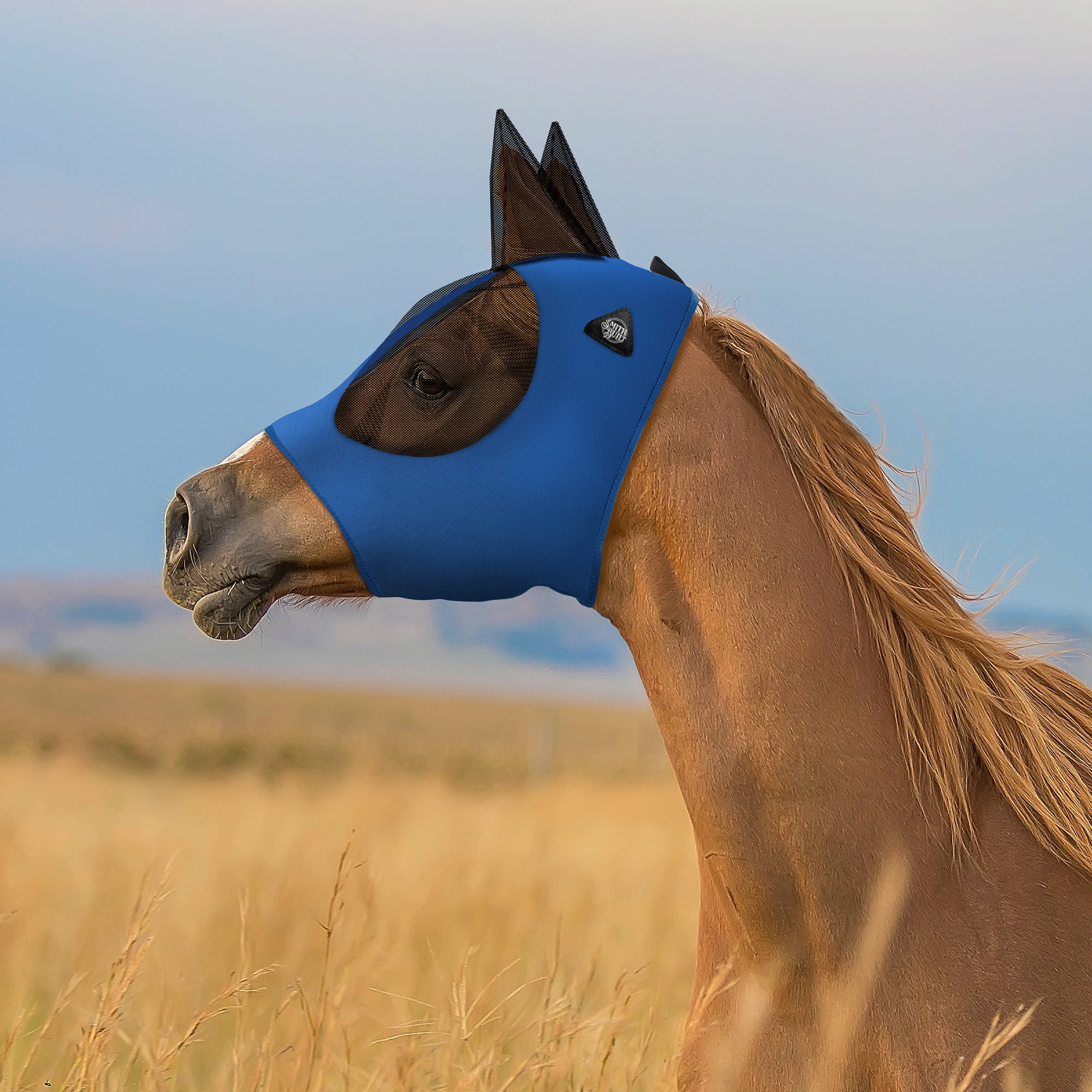 SmithBuilt Blue Mesh Fly Mask for Horses, Cob