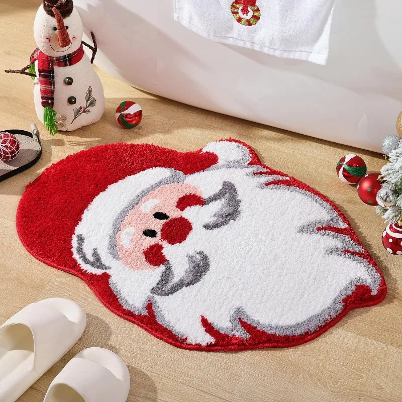 Carpets 1pcs Anomalous Christmas Tree Santa Claus Bathroom Floor Living Room Entrance Door Mat Holiday Decoration Carpet R1031 H260226