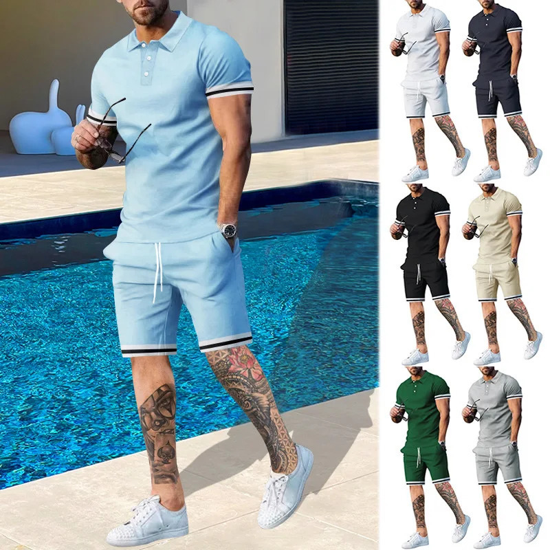 Summer Fashion Short Sleeve T Shirt Shorts Sets Men 2 Piece Outfits Trend Casual Oversized Tshirts Sportswear Tops 240415
