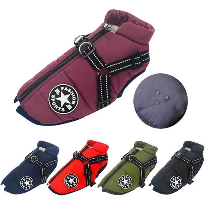 Large Pet Dog Jacket With Harness Winter Soft Warm Dog Clothes Labrador French Bulldog Waterproof Coat Outfit Vest For DogsXJ241125