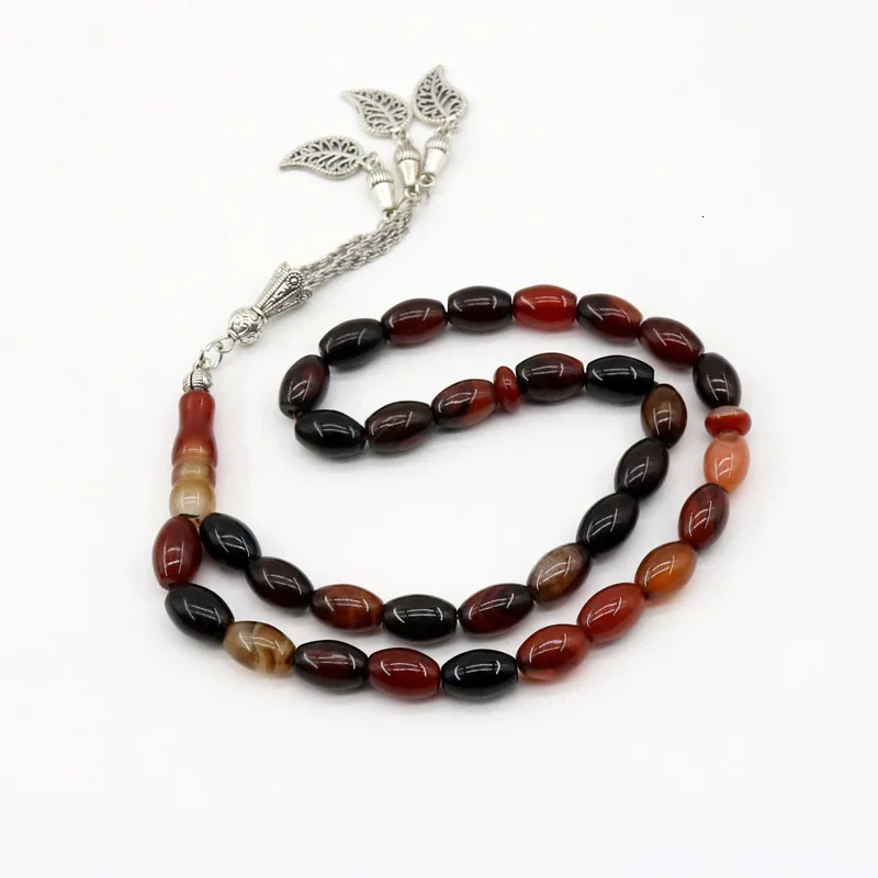 Natural Agate 33 Oval size 8*12 mm stone misbaha Mans prayer beads Rosary islamic subha tasbeeh 66 Tasbih Muslim 240410