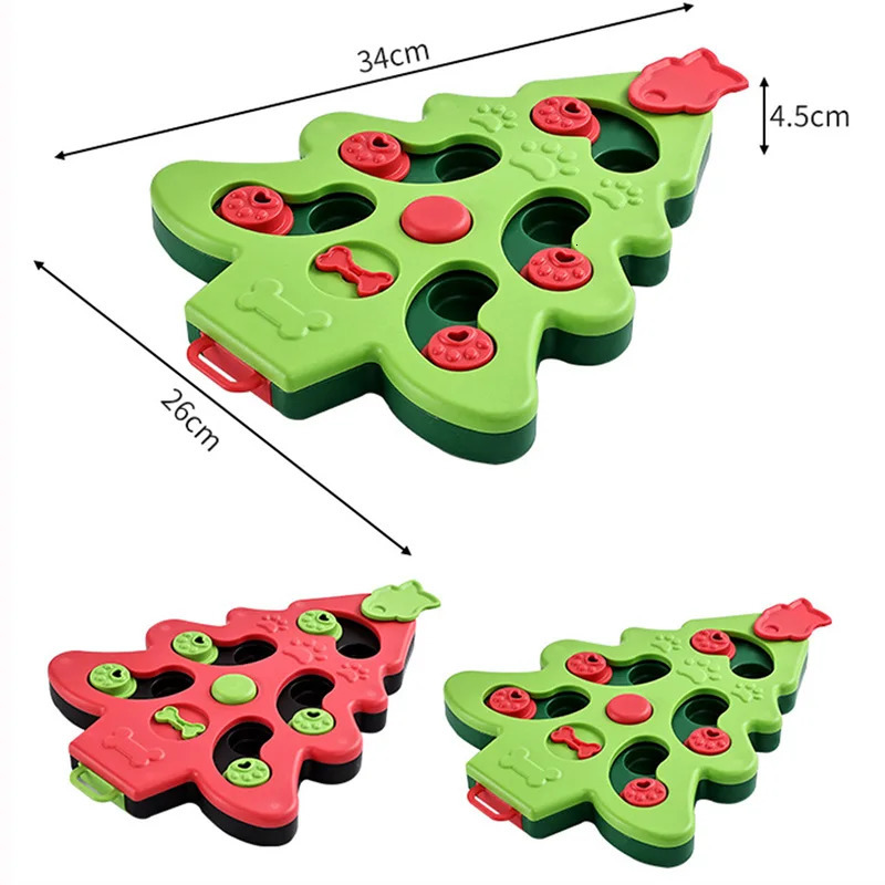 Interactive Dog Puzzle Toys Christmas Tree Dog Slow Food Bowl Funny Pet Training Toy for Dogs Cats Non-slip Dog Bowl 241125